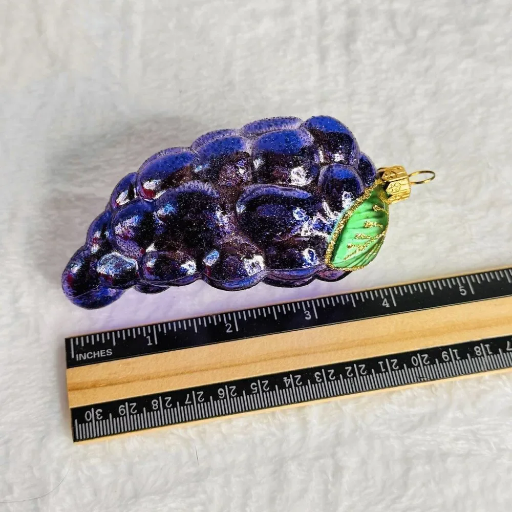 Vintage Mouth Blown Glass Grape Cluster Christmas Ornament Poland Glaspole